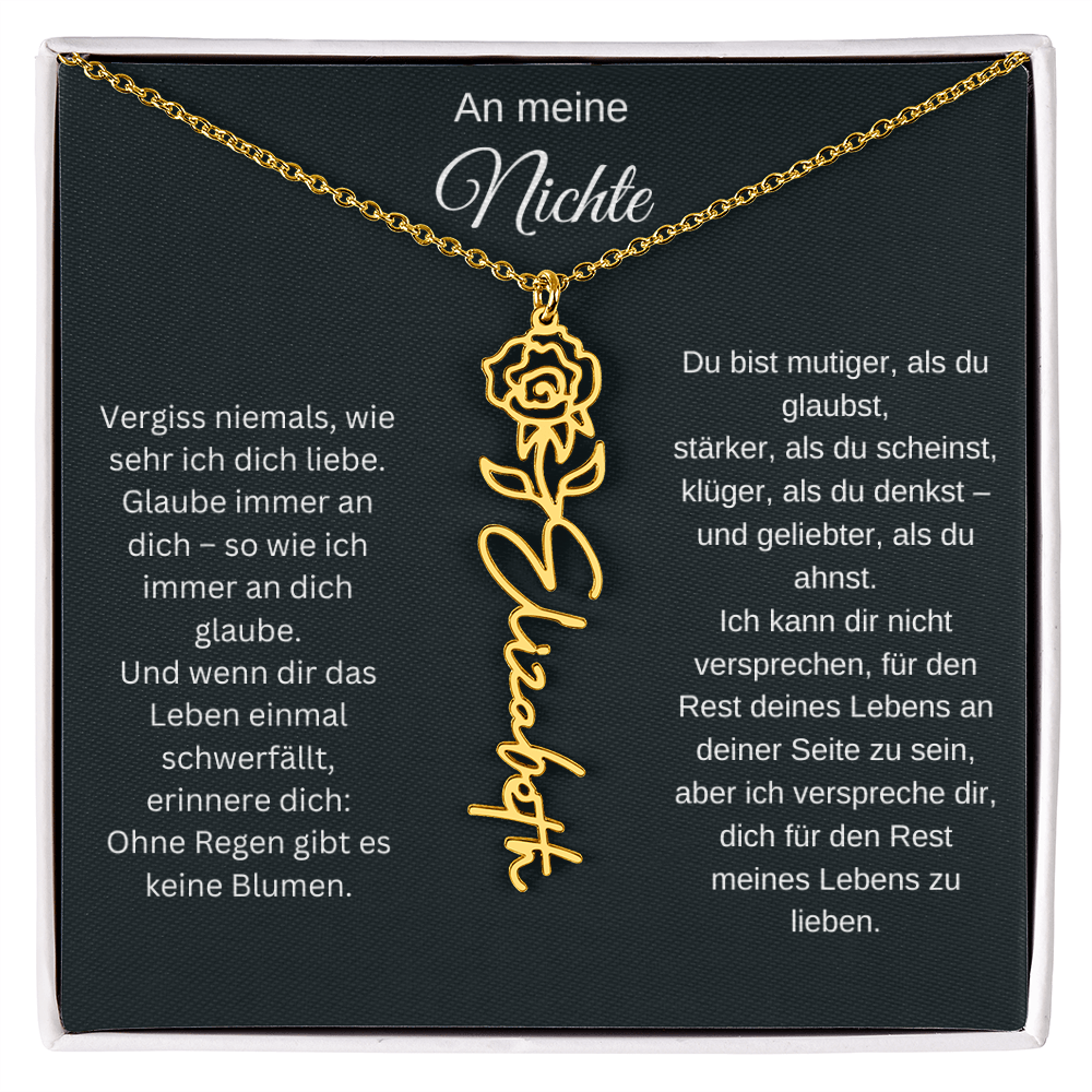 An meine Nichte Geburtsblume Namenskette mit Gravur Geschenk Geburtstag Weihnachten