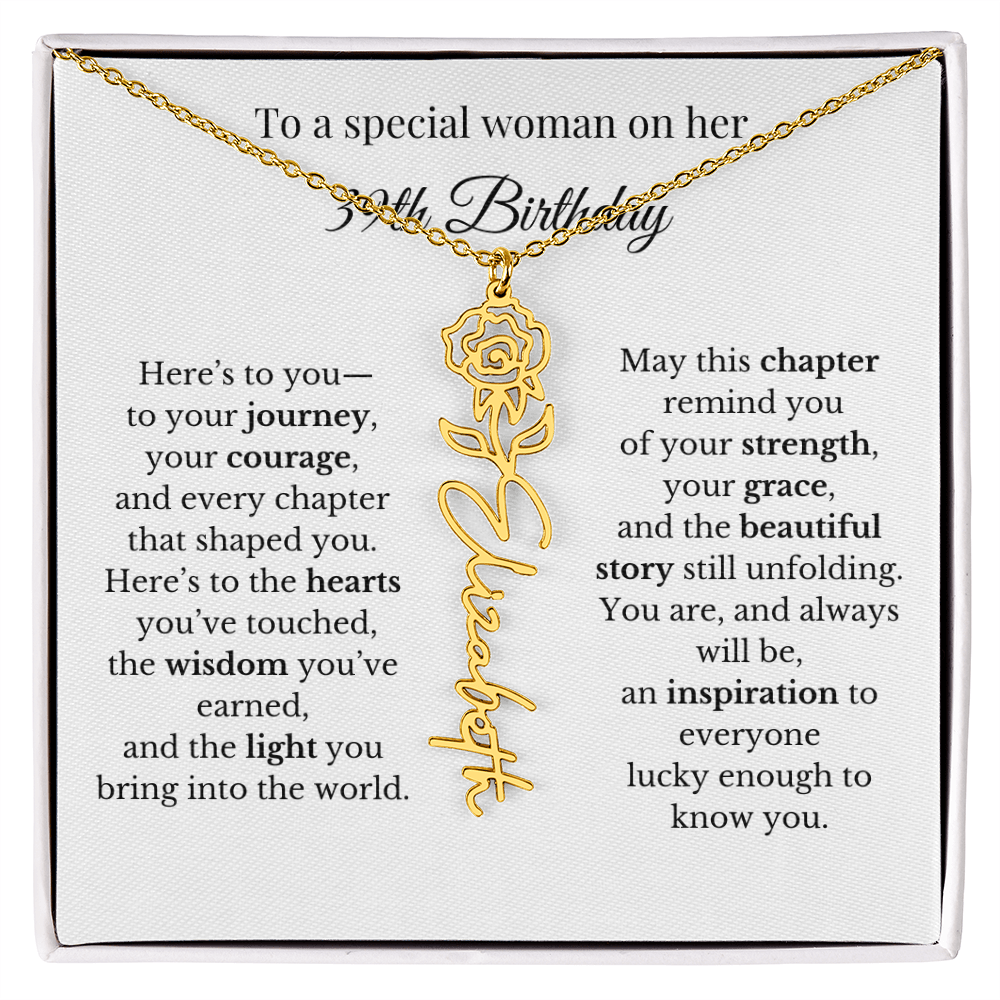 39th Birthday Gift for Her Birth Flower Name Necklace