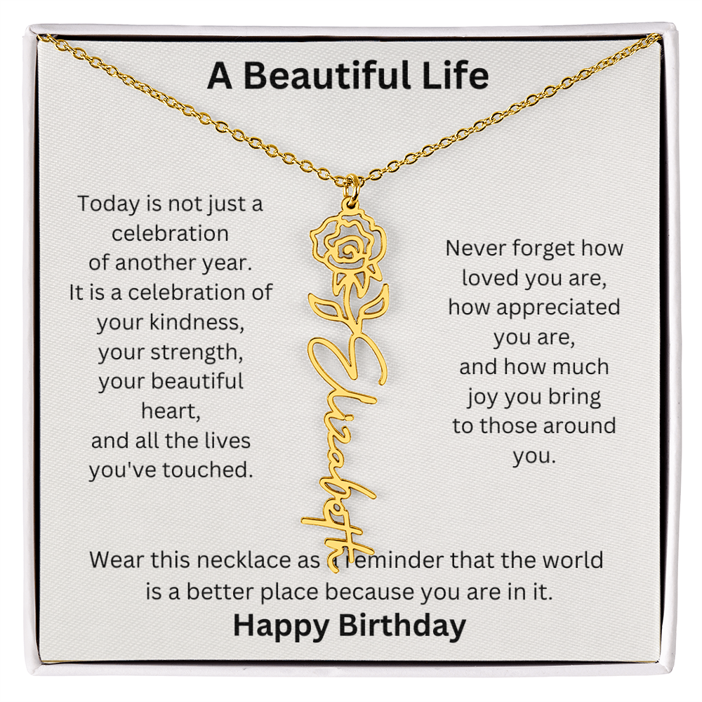 Personalized Birth Flower Name Necklace Birthday Gift for Her