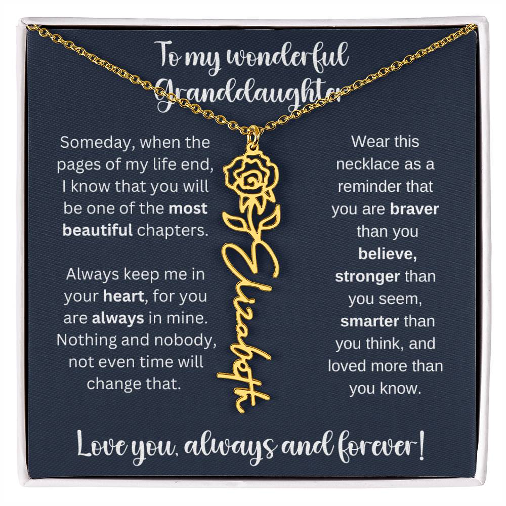 Granddaughter Birth Month Flower Necklace