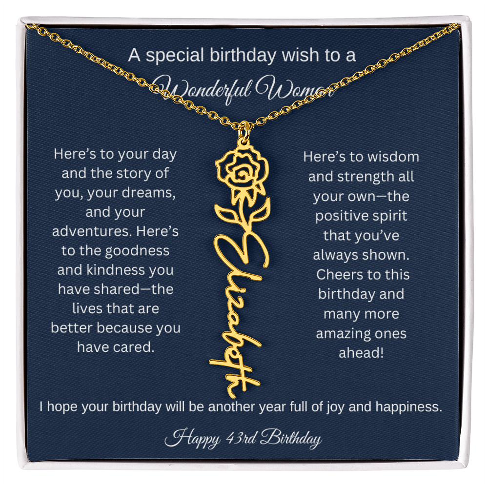 43rd Birthday Gift Idea - Flower Name Necklace