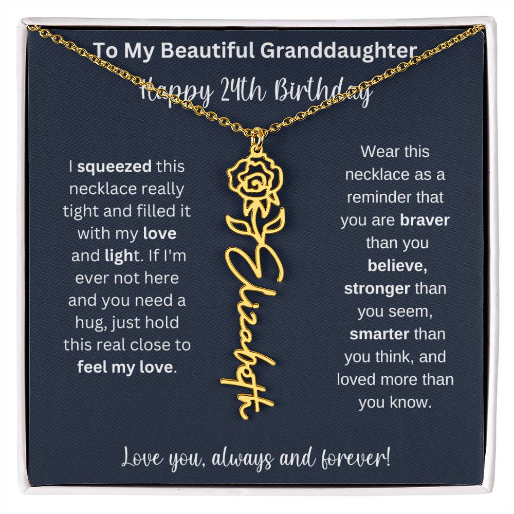 Flower Name Necklace 24th Birthday Necklace Gift To My Granddaughter