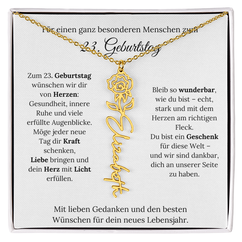 Personalisiertes 23. Geburtstagsgeschenk mit Geburtsblume