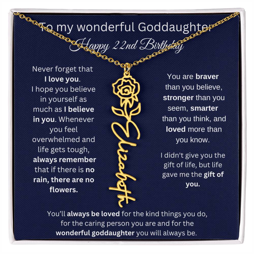 Goddaughter 22nd Birthday Gift | Flower Name Necklace