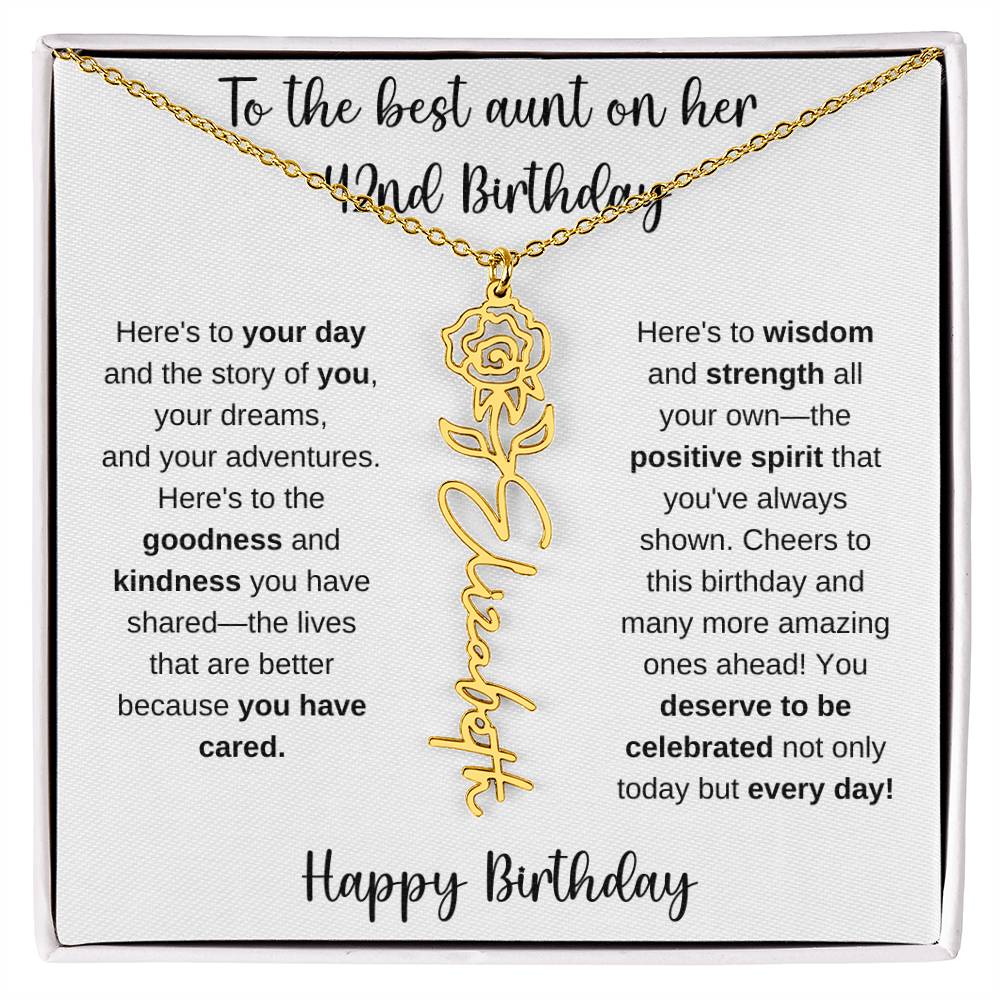To The Best Aunt - Happy 42nd Birthday | Flower Name Necklace