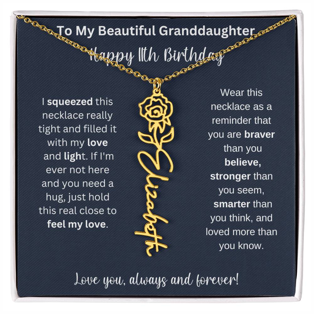 Flower Name Necklace 11th Birthday Necklace Gift To My Granddaughter
