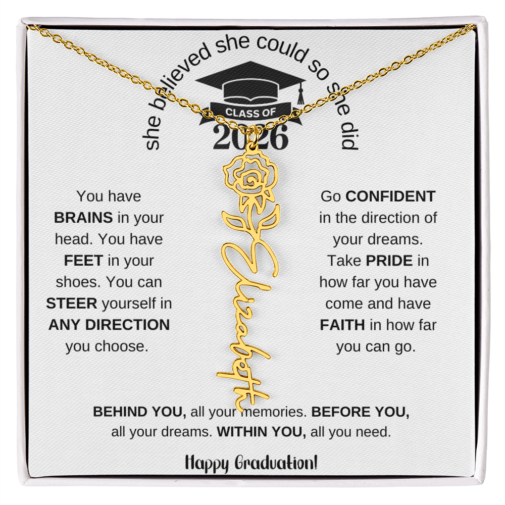 Graduation Gift Birth Month Flower Necklace