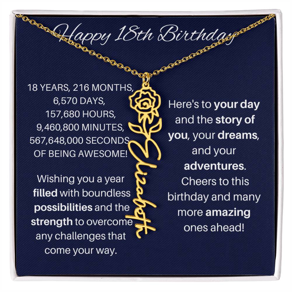 18th Birthday Birth Flower Necklace