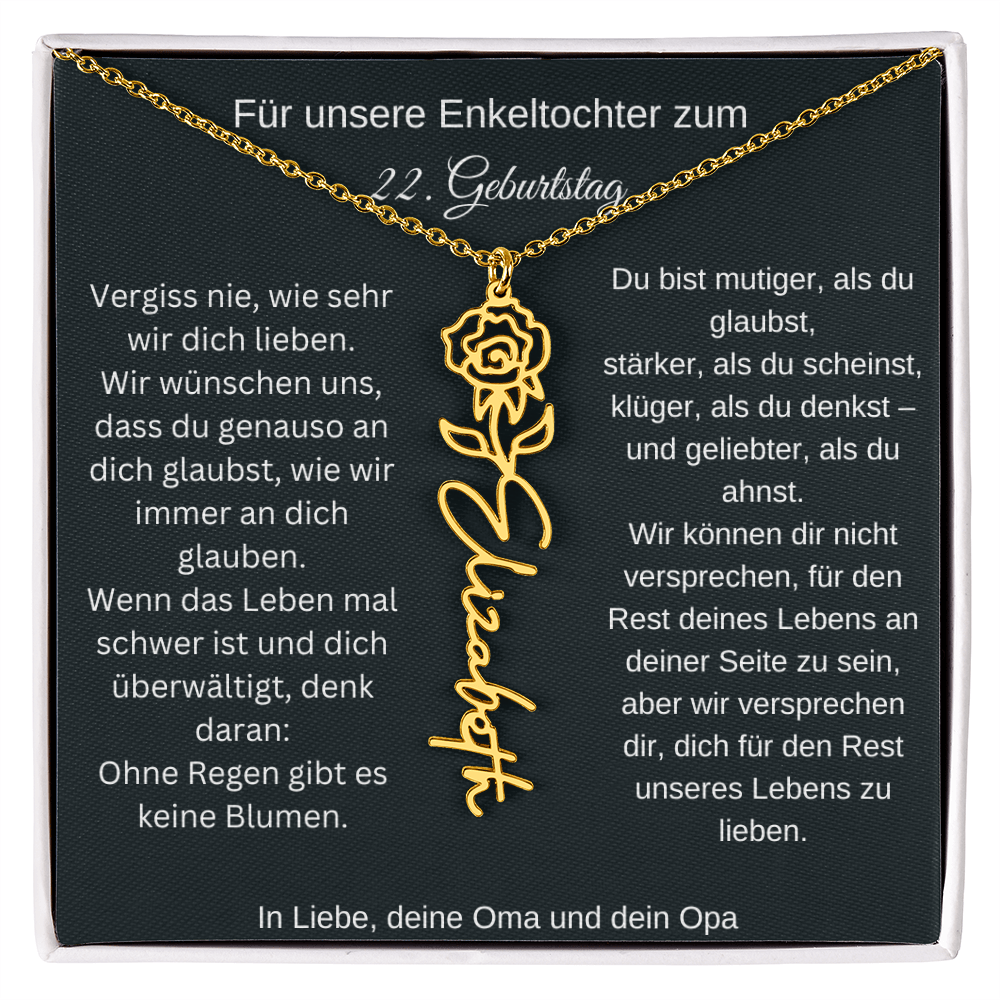 22. Geburtstag Blumen Namenskette