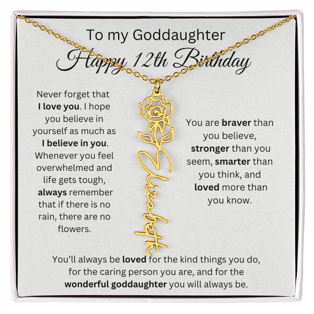 To My Goddaughter Happy 12th Birthday - Flower Name Necklace