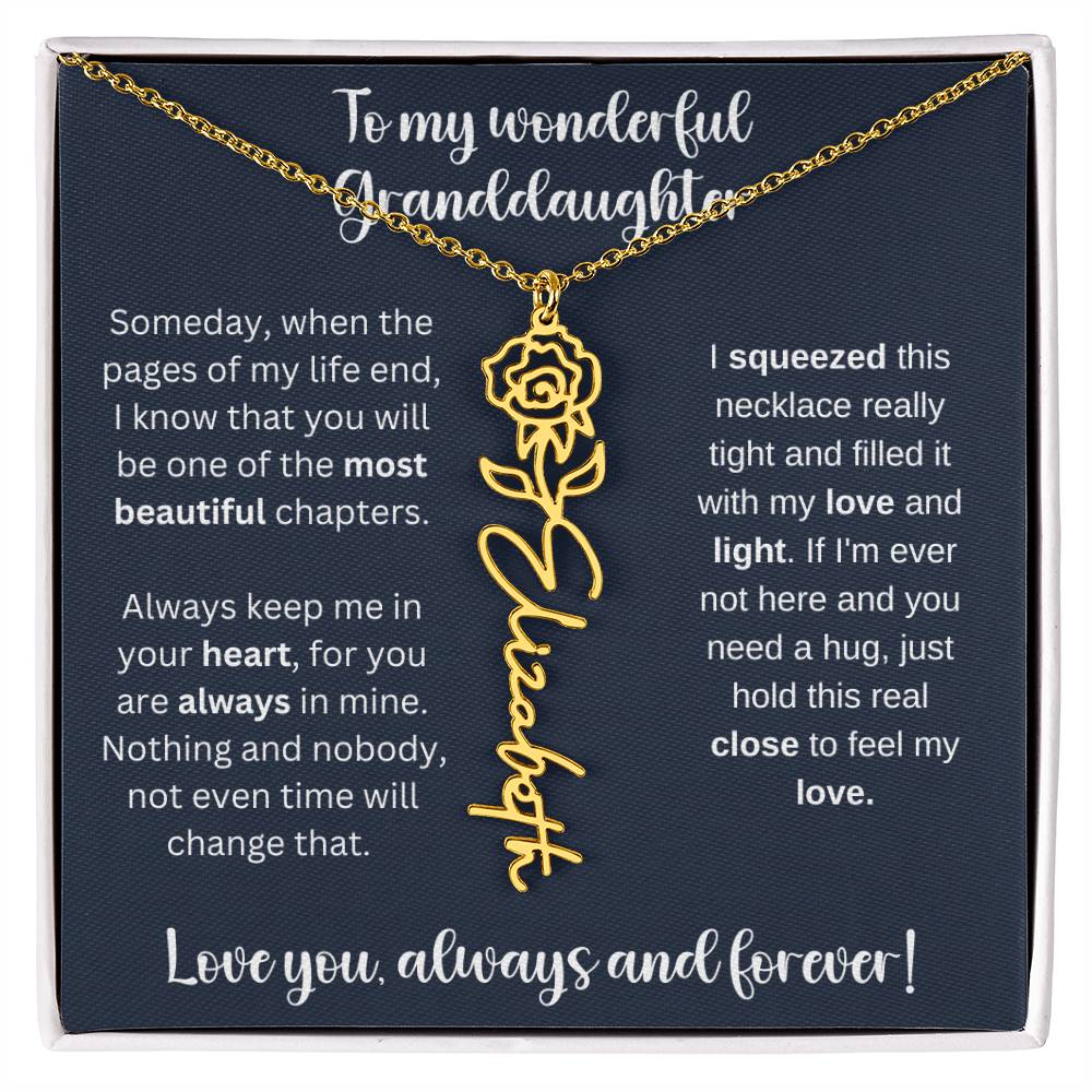 To My Wonderful Daughter Always Keep Me In Your Heart | Flower Name Necklace