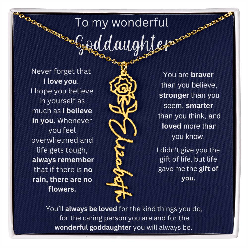 To My Wonderful Goddaughter | You'll Always Be Loved | Flower Name Necklace