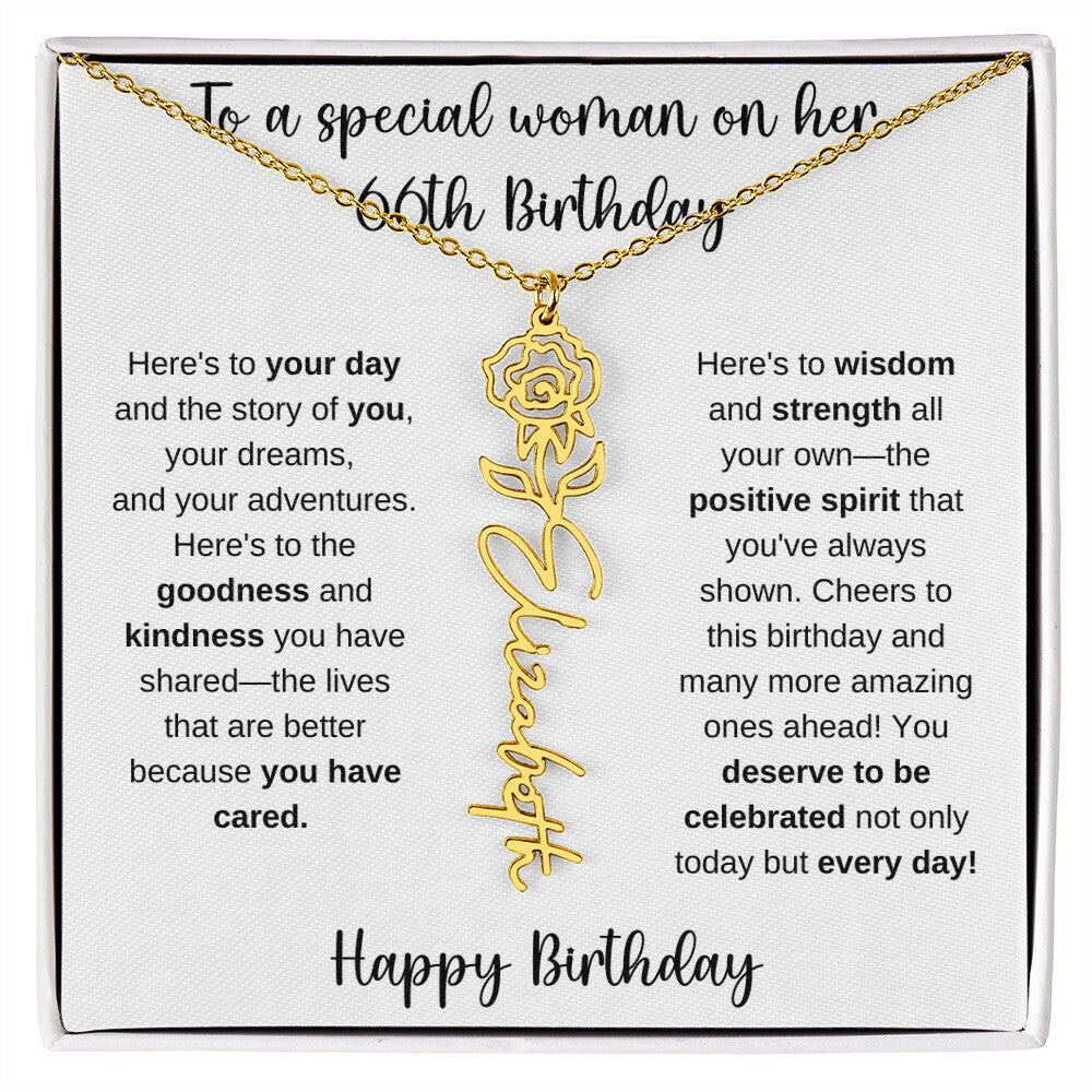 66th Birthday - Flower Name Necklace