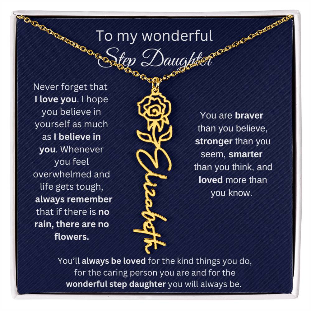 To My  Bonus Daughter Birthmonth Flower Necklace 4