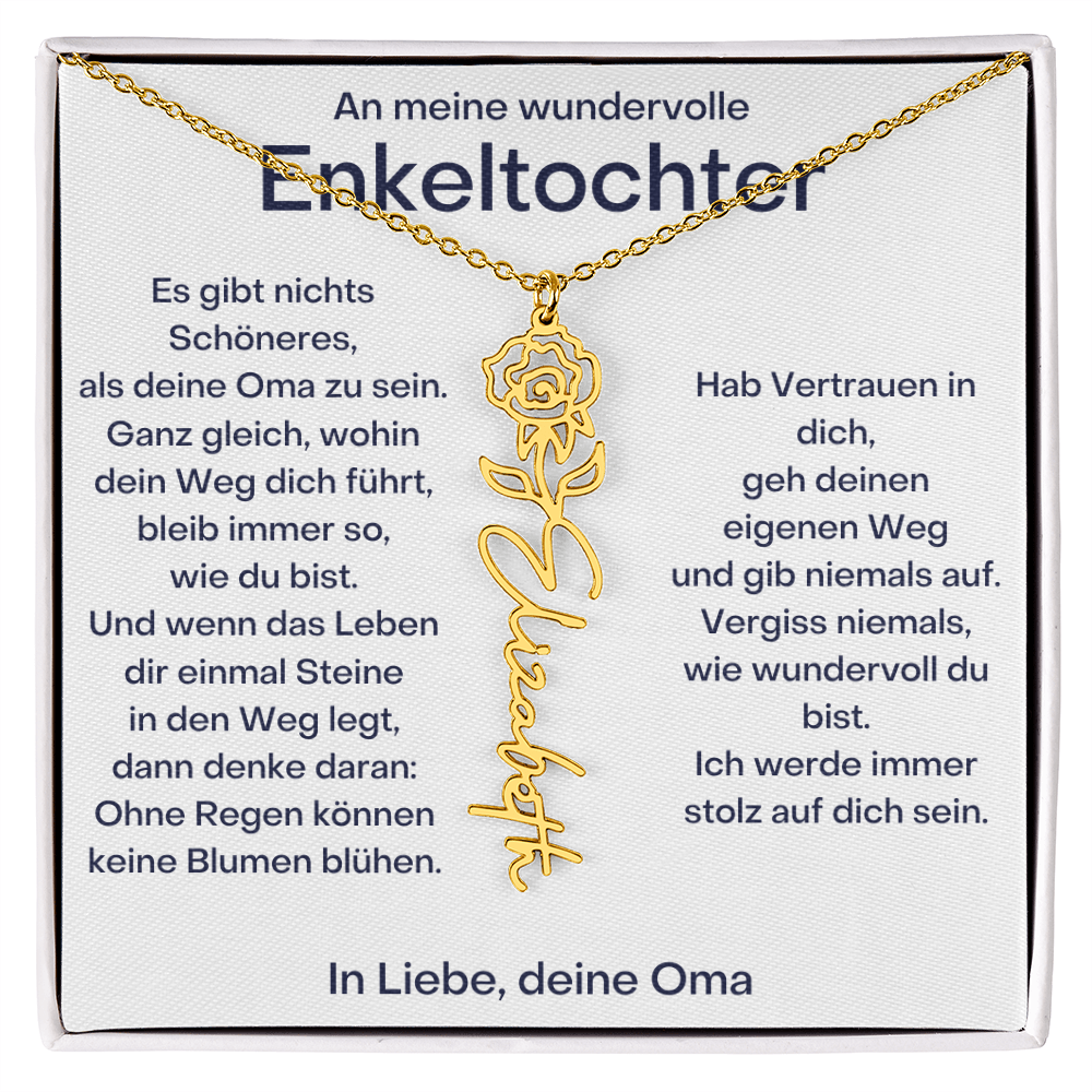 Personalisierte Geburtsblumenkette für Enkeltochter Von Oma