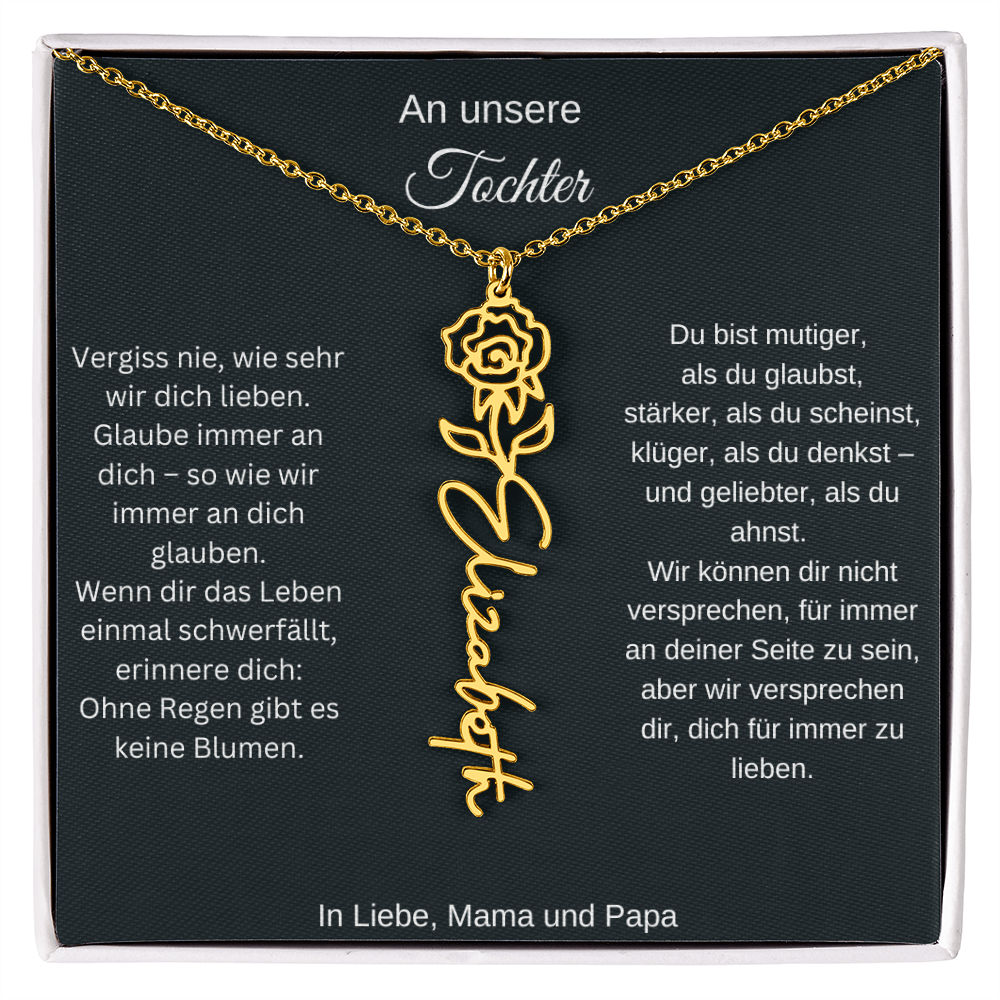 Geburtsblume Namenskette Tochter personalisierte Gravur Kette Geschenk