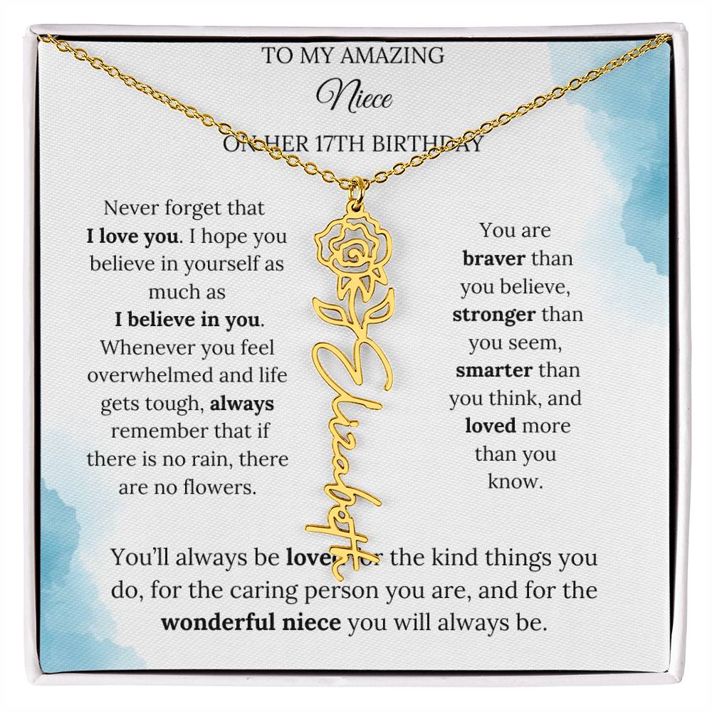 Birth Month Flower Name Necklace for My Niece's 17th Birthday
