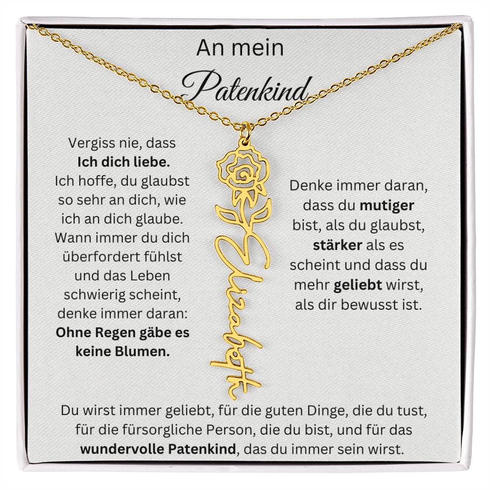 An Mein Patenkind Geburtsblumen Kette