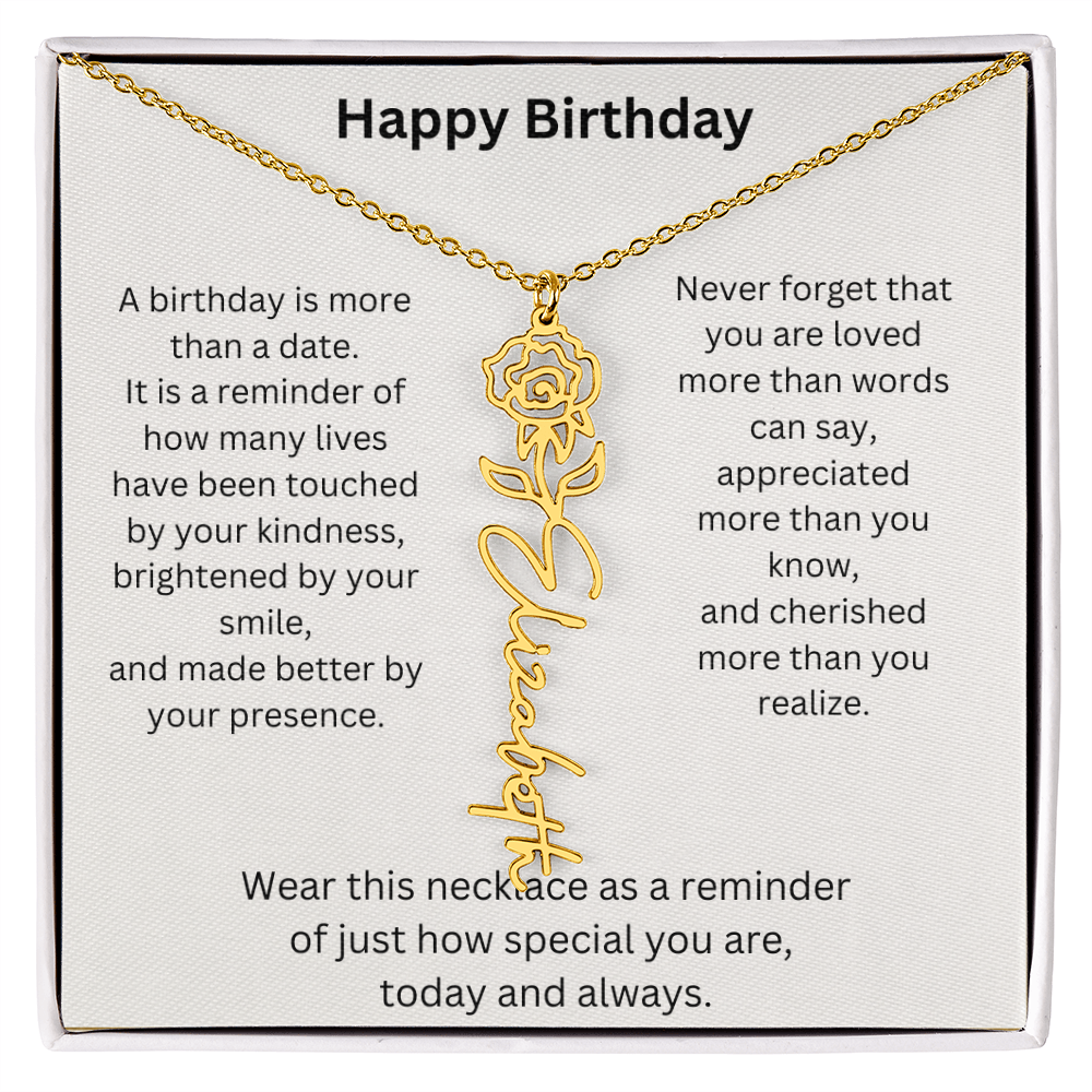 Meaningful Birthday Gift Birth Flower Name Necklace