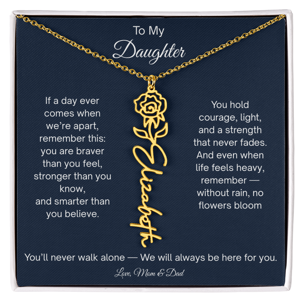 Personalized Daughter Gift - Birth Flower Name Necklace