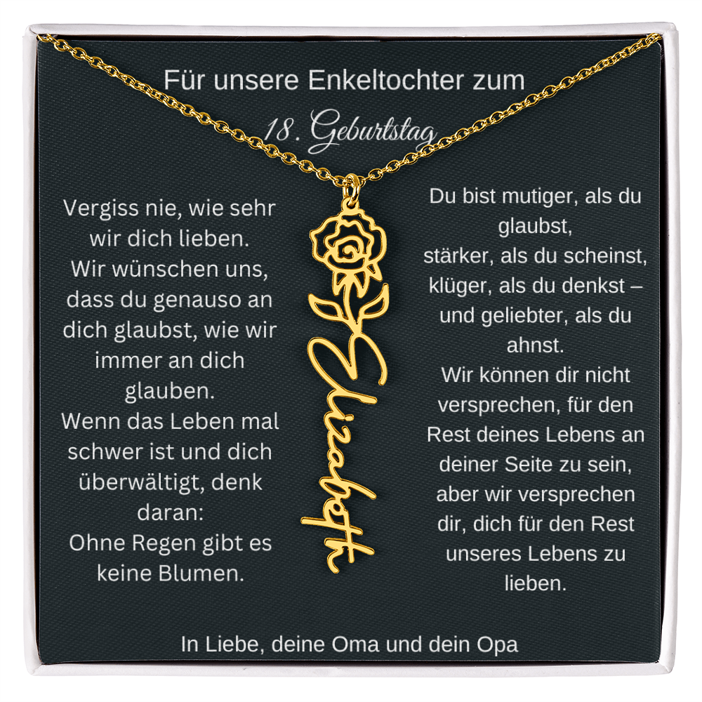 18. Geburtstag Blumen Namenskette