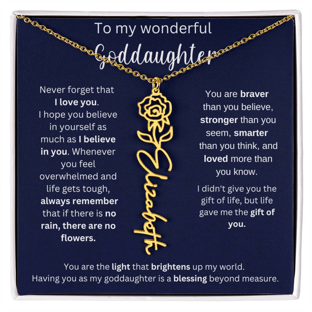 To My Wonderful Goddaughter | I Believe In You | Flower Name Necklace