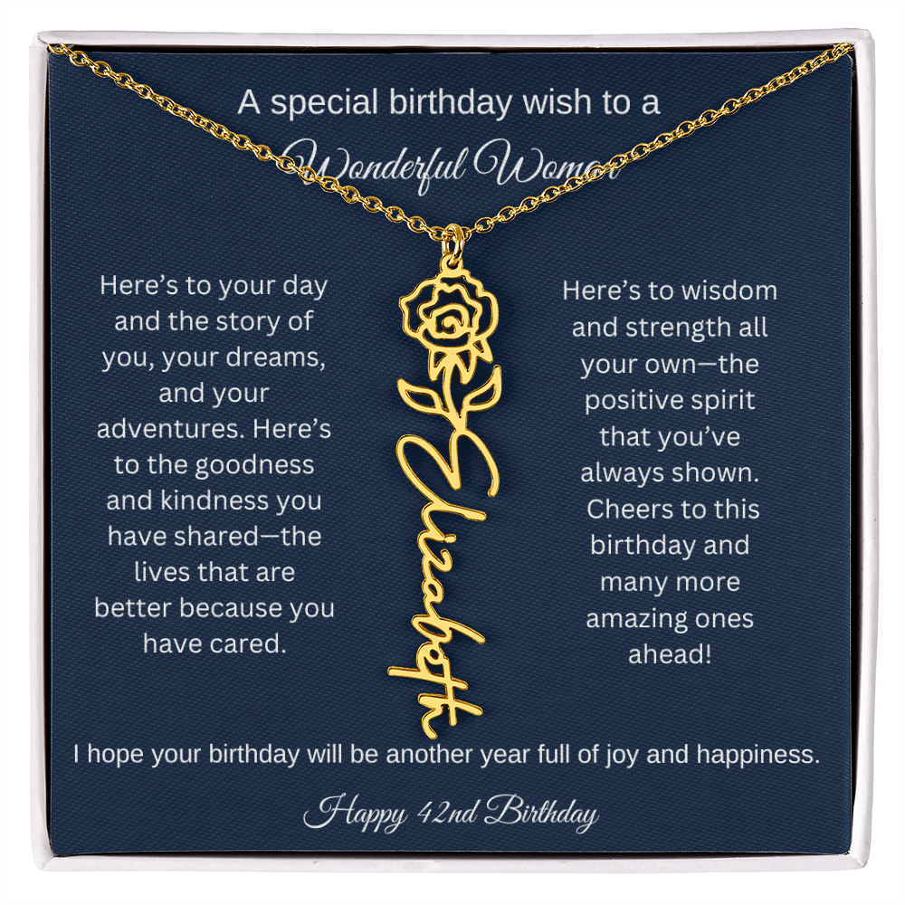 42nd Birthday Gift Idea - Flower Name Necklace