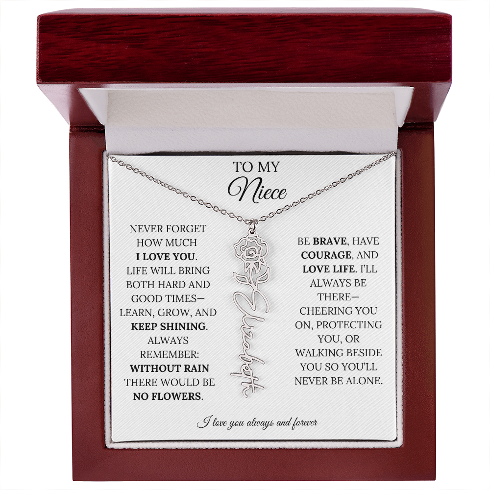 To My Niece | Keep Shining | Flower Name Necklace