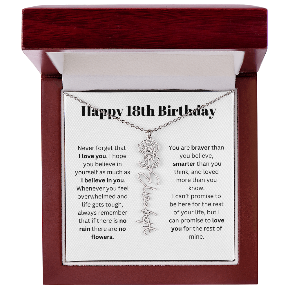 18th Personalized Birthday Gift for Her - Flower Name Necklace