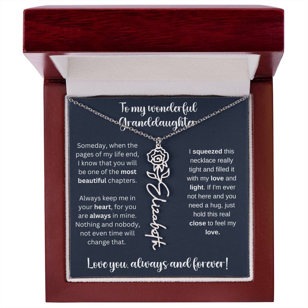 To My Wonderful Daughter Always Keep Me In Your Heart | Flower Name Necklace