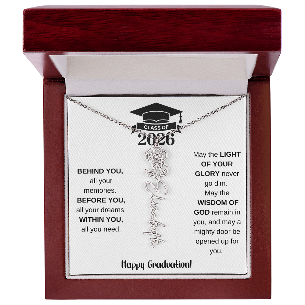 Class Of 2026 Personalized Graduation Gift Birth Month Flower Necklace