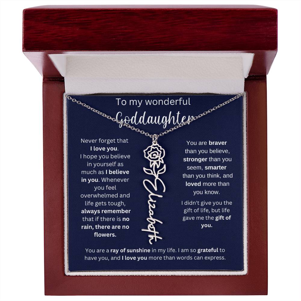 To My Wonderful Goddaughter | You Are Ray Of Sunshine | Flower Name Necklace