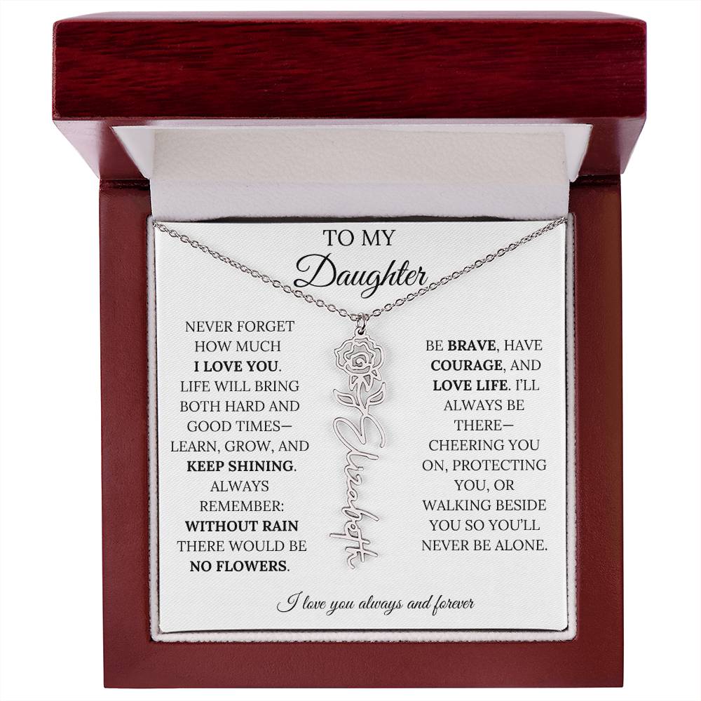 Personalized Birth Flower Name Necklace for Daughter