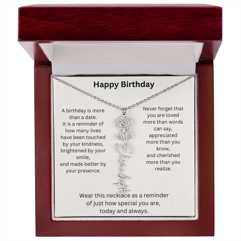 Meaningful Birthday Gift Birth Flower Name Necklace