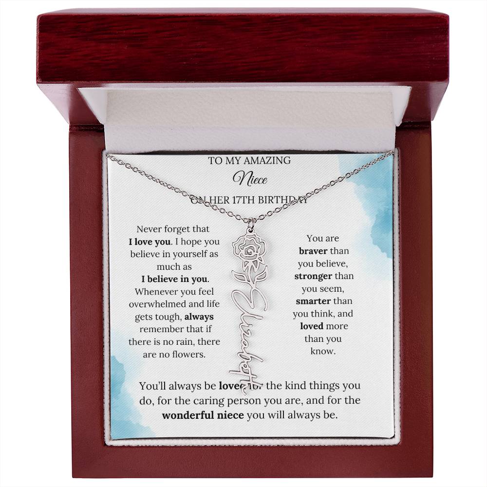 Birth Month Flower Name Necklace for My Niece's 17th Birthday