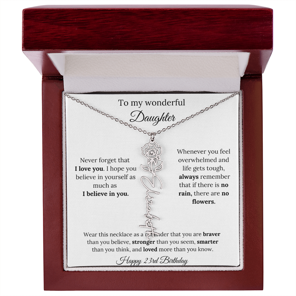 Daughter Jewelry 23rd Birthday Gift - Flower Name Necklace