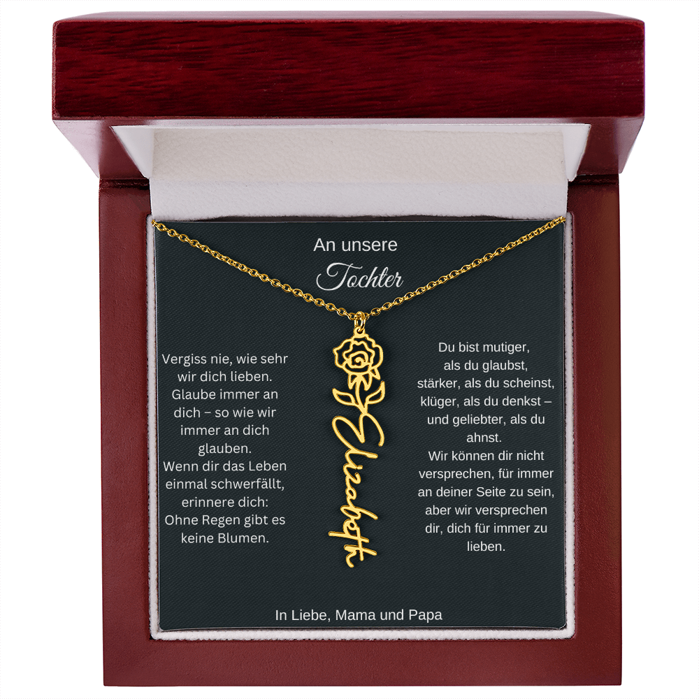 Geburtsblume Namenskette Tochter personalisierte Gravur Kette Geschenk