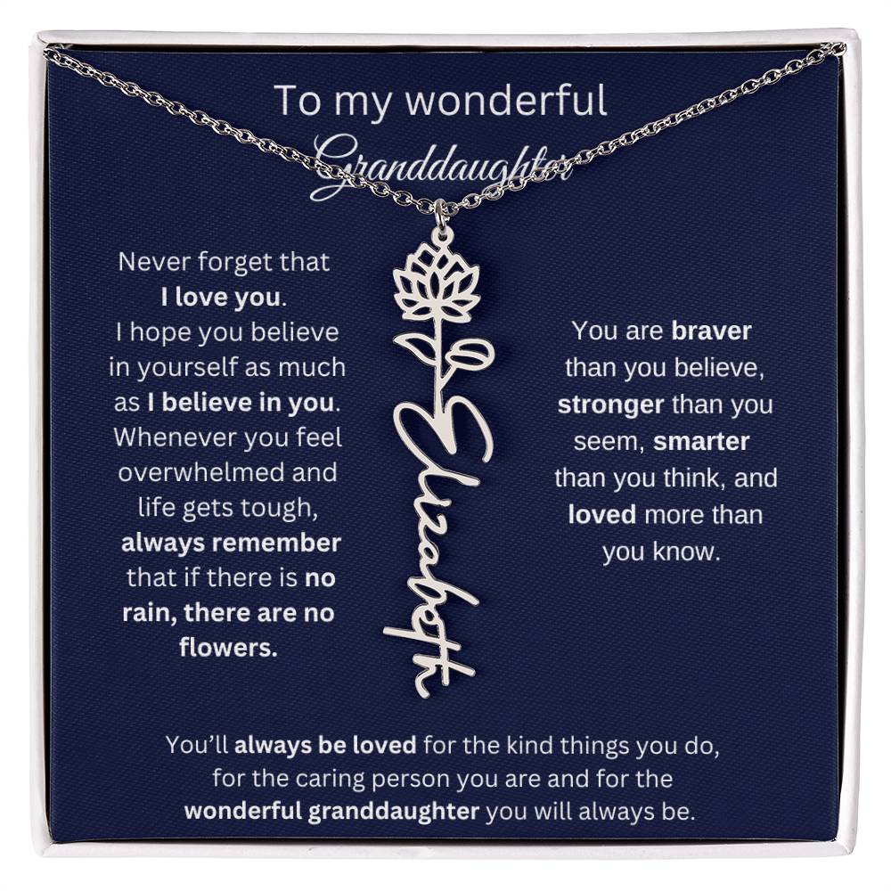 To My Wonderful Granddaughter  Personalized Birth Month Flower Necklace 1