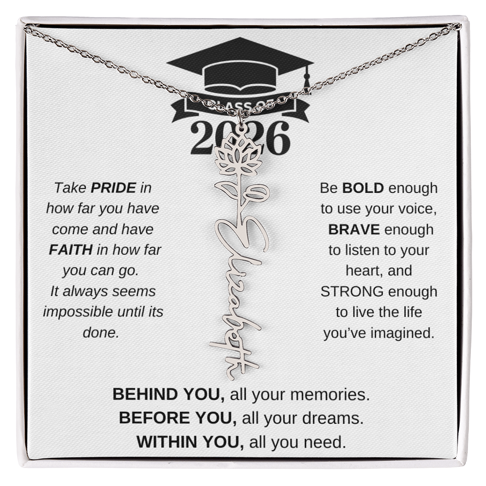 2026 Graduation Jewelry Birthmonth Flower Name Necklace
