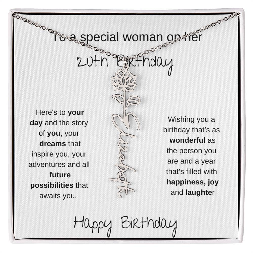 A Special Woman 20th Birthday | Flower Name Necklace