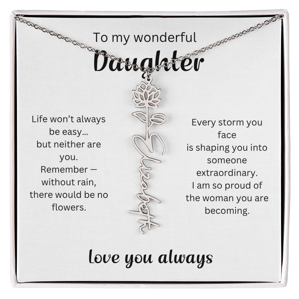 Emotional Gift for Daughter - Birth Flower Name Necklace 2