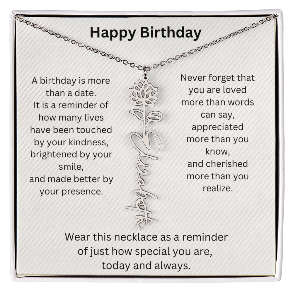 Meaningful Birthday Gift Birth Flower Name Necklace