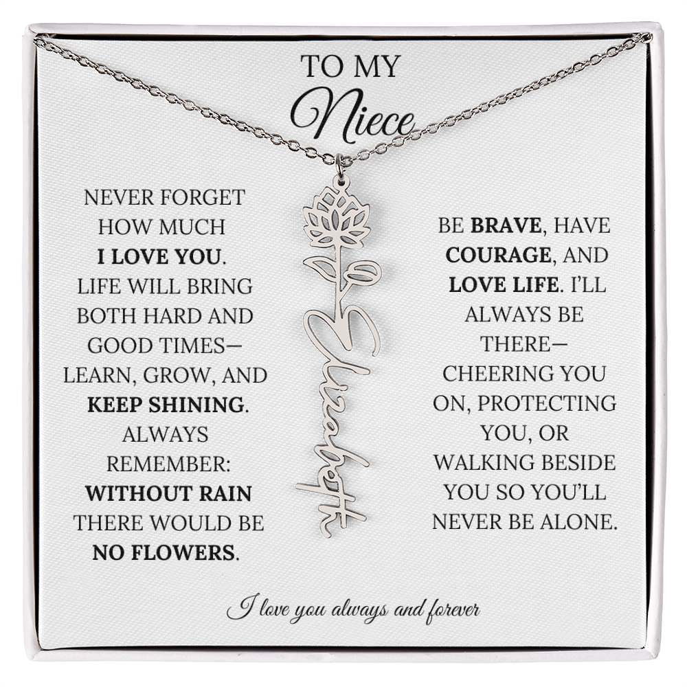 To My Niece | Keep Shining | Flower Name Necklace