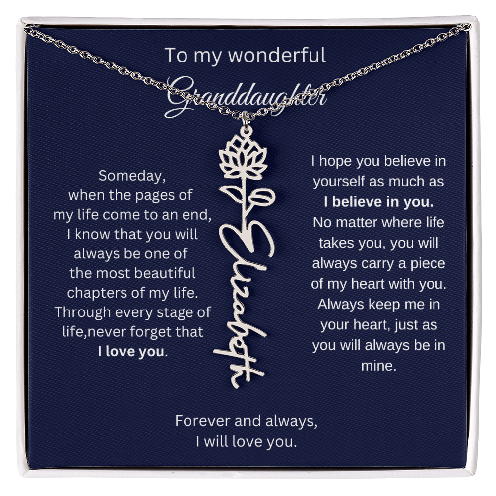 Meaningful Jewelry for Granddaughter - Birth Flower Name Necklace