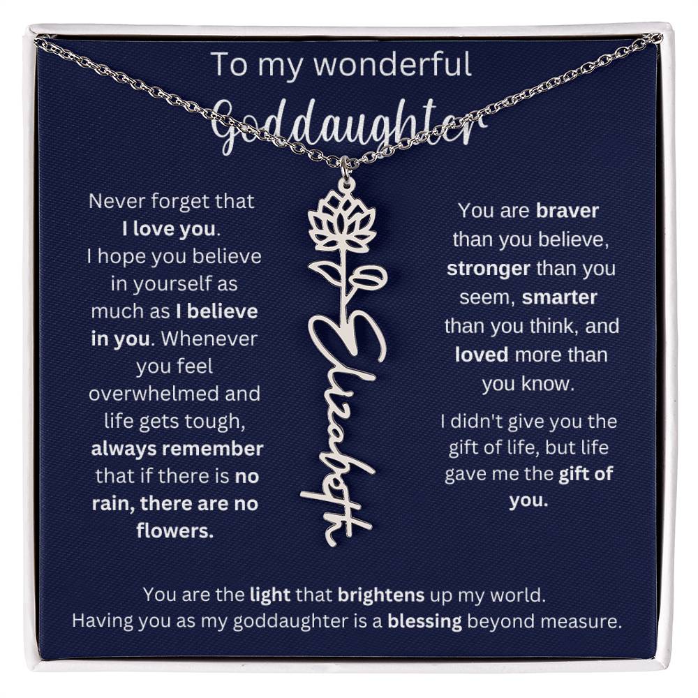 To My Wonderful Goddaughter | I Believe In You | Flower Name Necklace