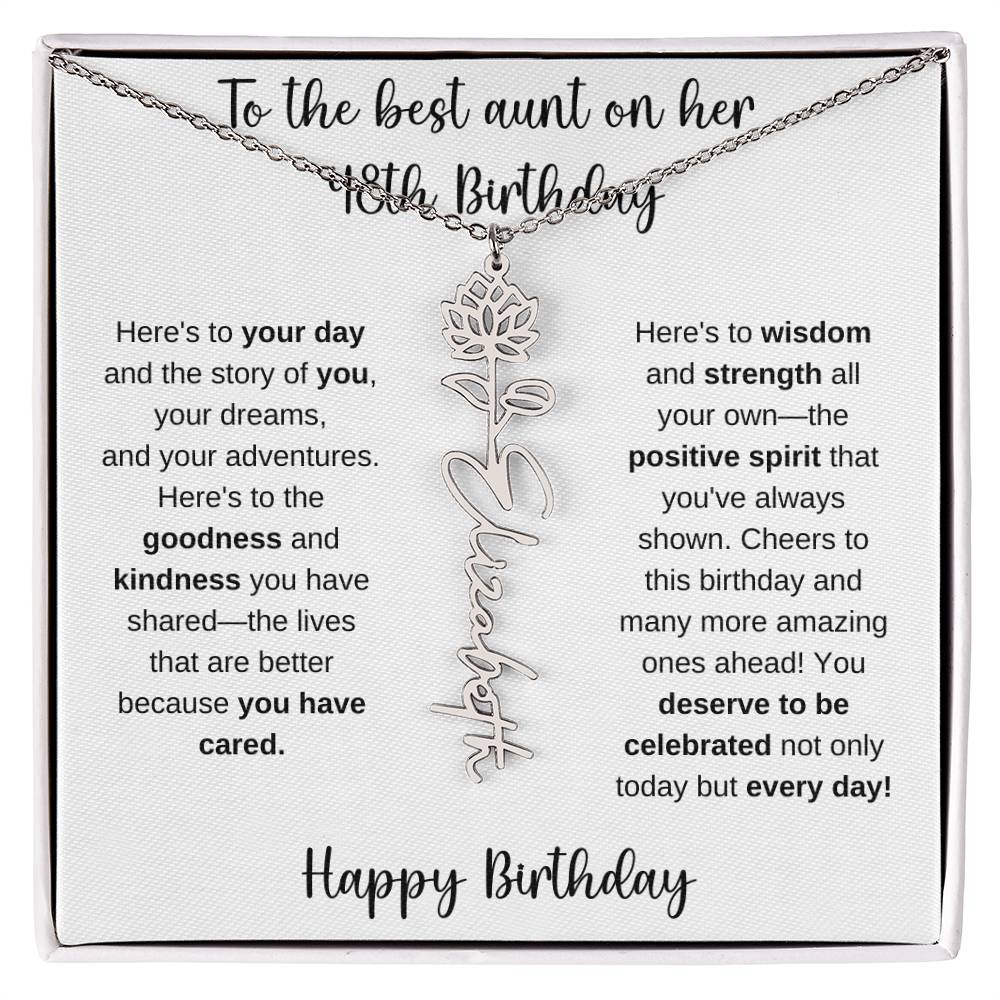 To The Best Aunt - Happy 48th Birthday | Flower Name Necklace
