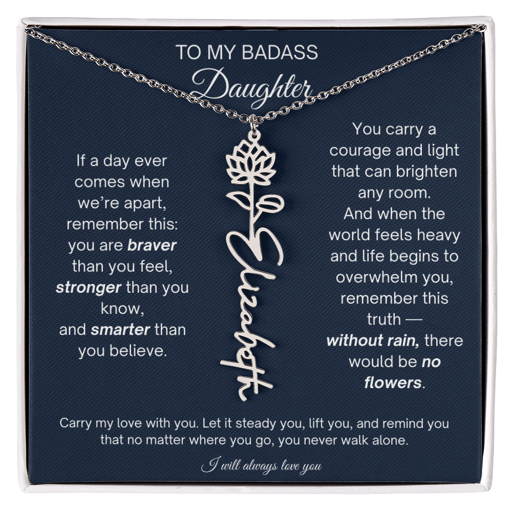 Daughter Encouragement Gift - Personalized Flower Name Necklace