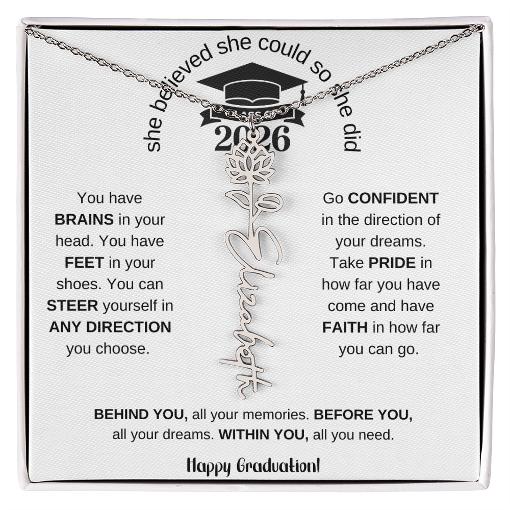 Graduation Gift Birth Month Flower Necklace