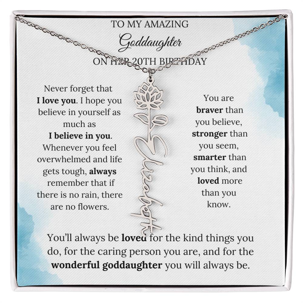 Birth Month Flower Name Necklace for My Goddaughter's 20th Birthday