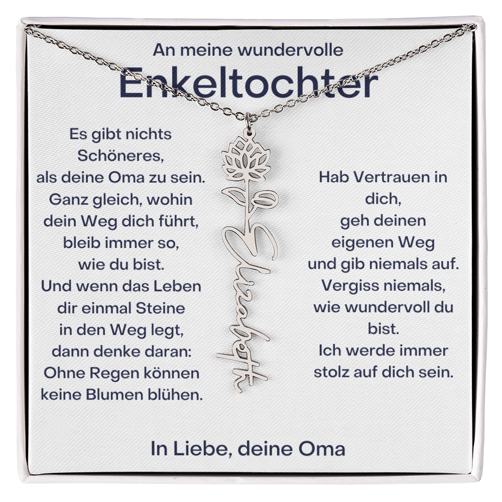 Personalisierte Geburtsblumenkette für Enkeltochter Von Oma